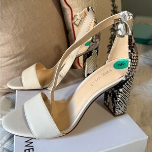 Nine West Cream and Snake Print Heels